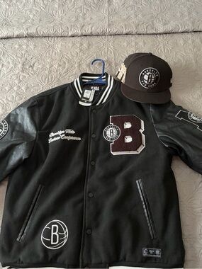 NBA Brooklyn Nets Black Varsity Jacket Men's Size L